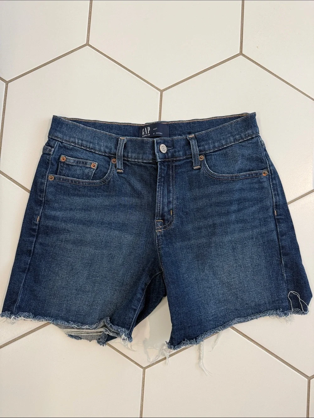 GAP Indigo Frayed Hem Denim Shorts